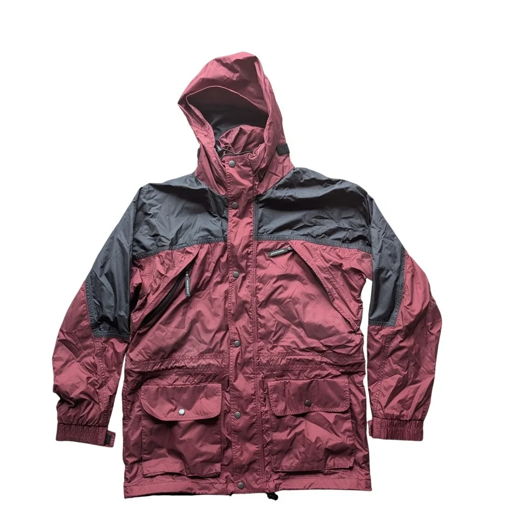 Vintage Woolrich Colorblock Windbreaker Set – Maroon‎ & Black Large Gorpcore